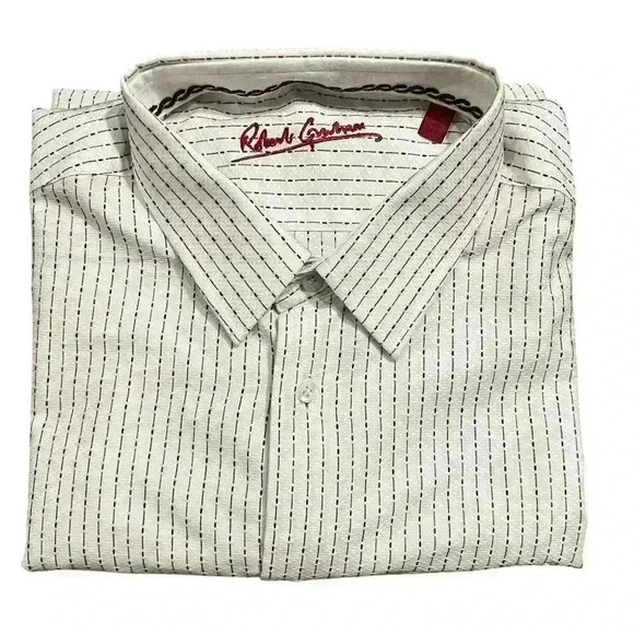 Robert Graham Men’s Button Down Flip Cuff Dress Shirt Size 41/16 M-L Preppy - Picture 1 of 9